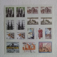 Öntapadós dekor bélyegek / 15*15cm-es "Templomok, várak" 16db bélyeg