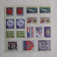 Öntapadós dekor bélyegek / 15*15cm-es "Címerek, zászlók" 16db bélyeg