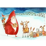 Egri Mónika akvarell kifestő: Nyulak Mikulása