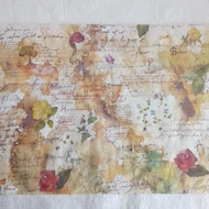 Rizspapír 33*48cm - Kézírások foltos alapon rózsákkal