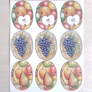 Dekor papír fényes - 9 db 44*60mm gyümölcsök