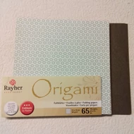 Origami papír 10*10cm 90g/m2, 65 db - Elöl fehér alapon zöld mintás, hátul barna