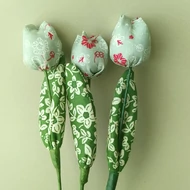Textil tulipán 17-20cm - Halvány zöld