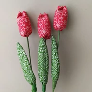 Textil tulipán 17-20cm - Piros