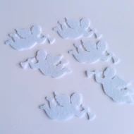 Filc dekorációs figura szett: Angyal trombitával 8cm 6db FEHÉR
