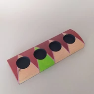 Fa, festett, 4 lyukú mécsestartó 24*8*3cm / bordó-zöld-natúr