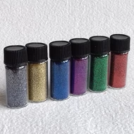 Csillámpor (glitter) szett 6*3,5ml - 6 szín vegyes II. (grafit, kék, lila, piros, zöld, arany)