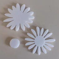 Polystyrol (dekorhab) virág, kétféle margaréta, 8db 7,5cm-es +4db virágközép