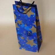 Papírtáska mintás italos 12,5*35cm*10cm - KÉK CSILLAGOS