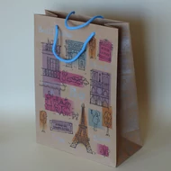 Papírtáska mintás 23*31cm 11cm talp - Párizs rajzos motívumok