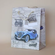 Papírtáska mintás 18*23cm 10cm talp - Kék Oldtimer