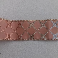 Szatén szalag - Ezüst-bronz rácsos 38mm*1m