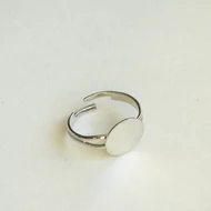 Gyűrű alap, ezüst színű, állítható 3-5mm széles szár, 12mm tárcsa