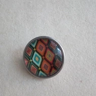 Gyűrű alap patentfoglalathoz cserélhető patent dísz 18mm - mandala 4. (rombuszok)