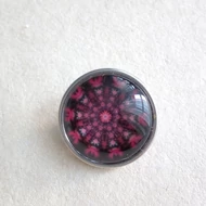 Gyűrű alap patentfoglalathoz cserélhető patent dísz 18mm - mandala 6. (lila)