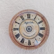 Hűtőmágnes üveglencse 35mm - Óra római számos barna szegéllyel