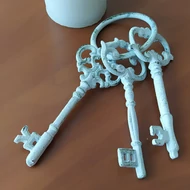 Antik kulcs, fém (vas), fehér 3db*12cm