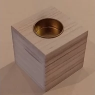 Fa natúr mécsestartó kocka fém betéttel 8*8*8cm