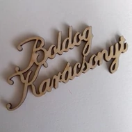 Fa felirat kétsoros 50*100mm: "Boldog Karácsonyt" vastag