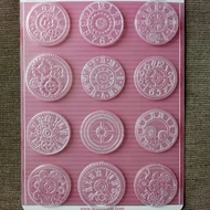 Öntőforma dombormintás, lágy PVC, A4 alapon órák, fogaskerekek 12 forma