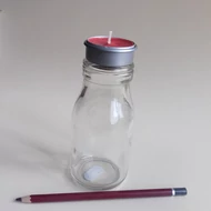 Üvegpalack mécsestartós kupakkal 14cm (mécses nélkül)