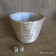 Gyékény bélelt kaspó 14*11cm