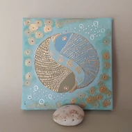 Vászon kép: Festett halak 20*20cm