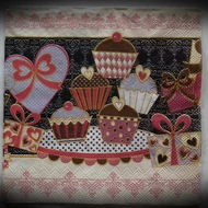 Dekor szalvéta 086 Muffin barna-rózsaszín