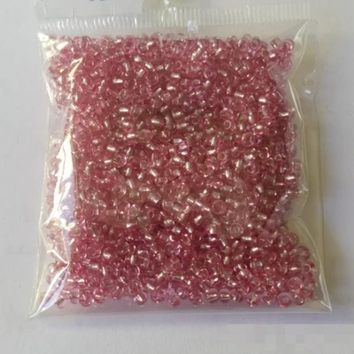 Üveggyöngy kása 20g ezüst közepű antik rózsaszín