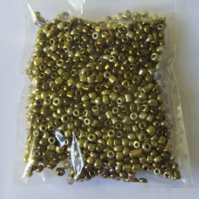 Üveggyöngy kása 20g metál óarany-bronz vegyes