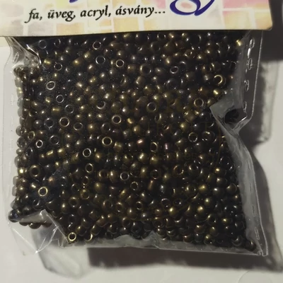 Üveggyöngy kása 20g metál bronzbarna