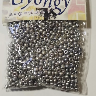 Üveggyöngy kása 20g metál ezüst
