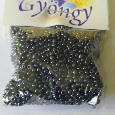 Üveggyöngy kása 20g metál hematit fekete