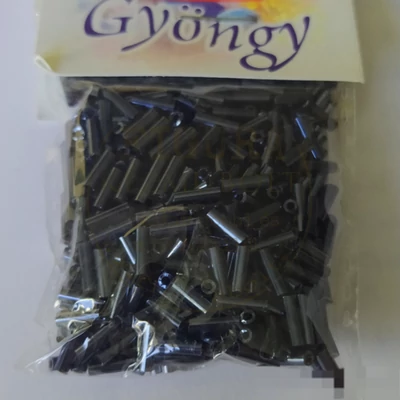 Üveggyöngy szalma 6mm, 20g hematit fekete