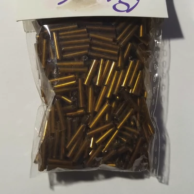Üveggyöngy szalma metál 9mm, 20g bronz