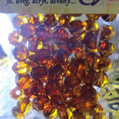 Kristály jellegű akril gyöngy gömb kb. 10g 6mm barna