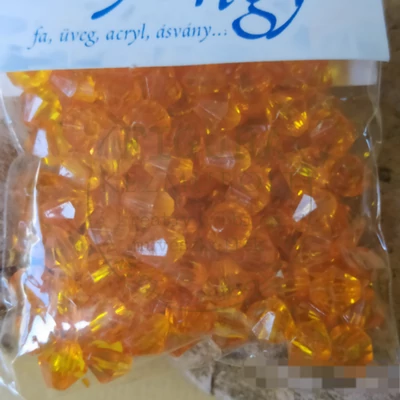Kristály jellegű akril gyöngy kúpos kb. 10g 6mm naracs