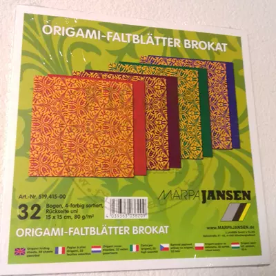 Origami papír 15*15cm 80g/m2, 4*8db, "kaleidoszkóp", hátul egyszínű