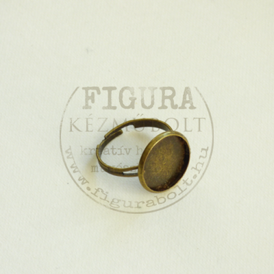 Gyűrű alap, bronz színű, állítható 3mm széles szár, 14mm foglalat