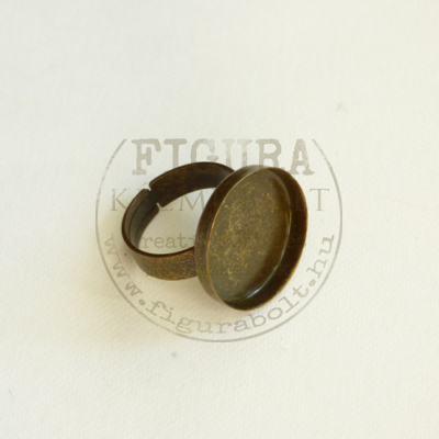 Gyűrű alap, bronz színű, állítható 5mm széles szár, 20mm foglalat