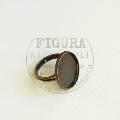 Gyűrű alap, bronz színű, állítható 3mm széles szár, 18mm foglalat