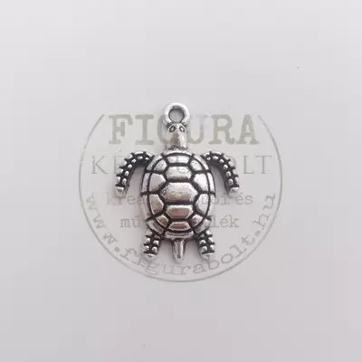 Fém medál ezüst színű teknős 24*18mm