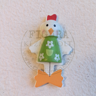 Fa 3D tyúk 32*53mm - ZÖLD