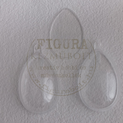 Műanyag tojás félbe vehető 8cm felezőlappal - átlátszó