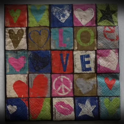 Dekor szalvéta 002 Love mozaik